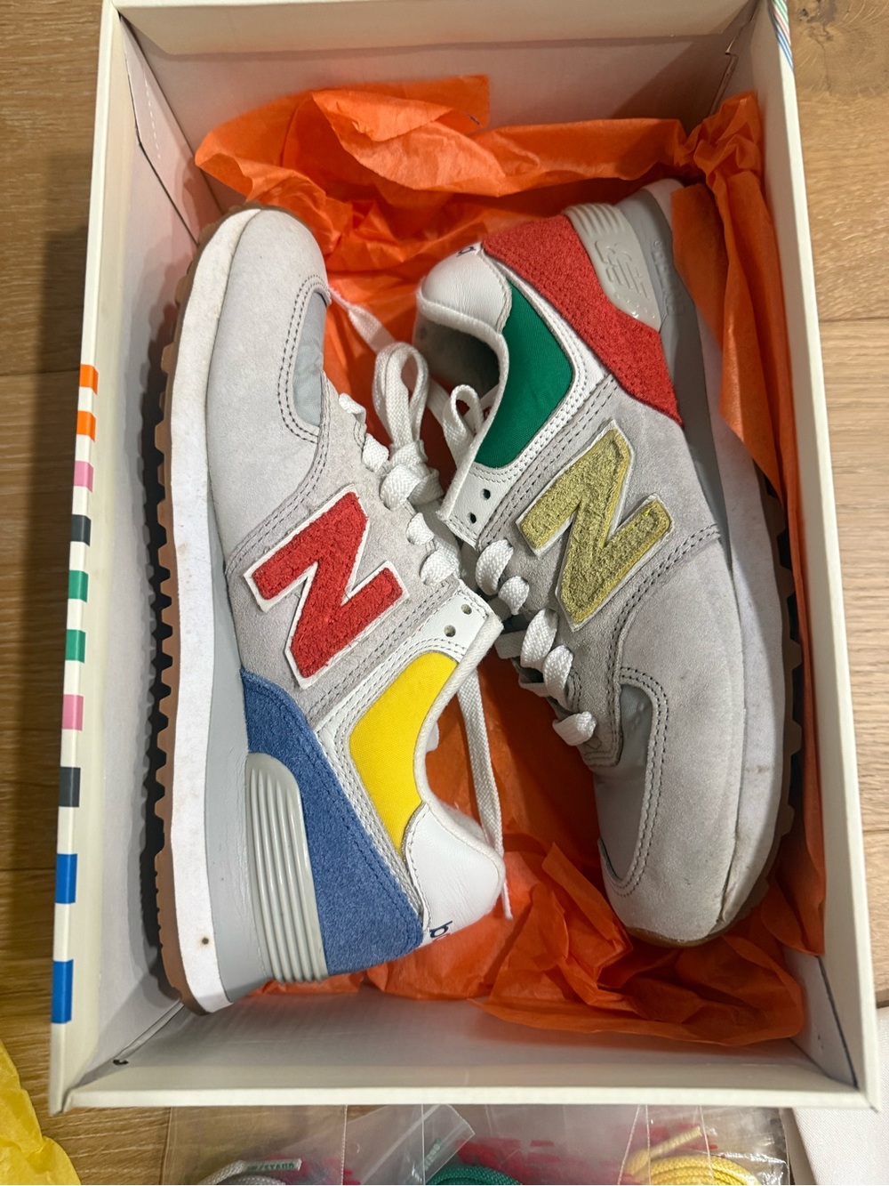 New Balance x Staud 574 Multicolor Rain Cloud Suede Athletic Sneakers ML547ST